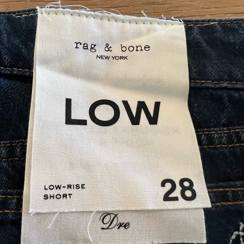Rag & Bone Dre Low-Rise Denim Shorts Cambria Dark Indigo Raw Hem 28 NEW - Picture 9 of 15